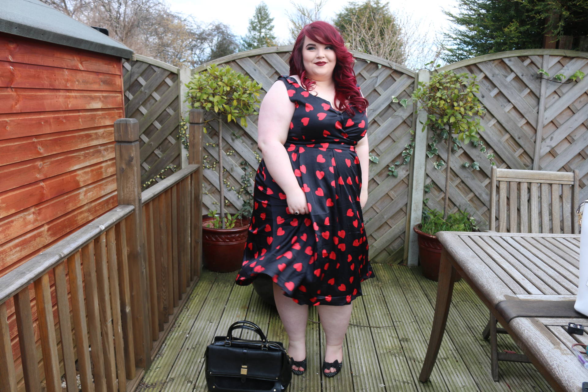 Lindybop Fay Black Heart Swing Dress
