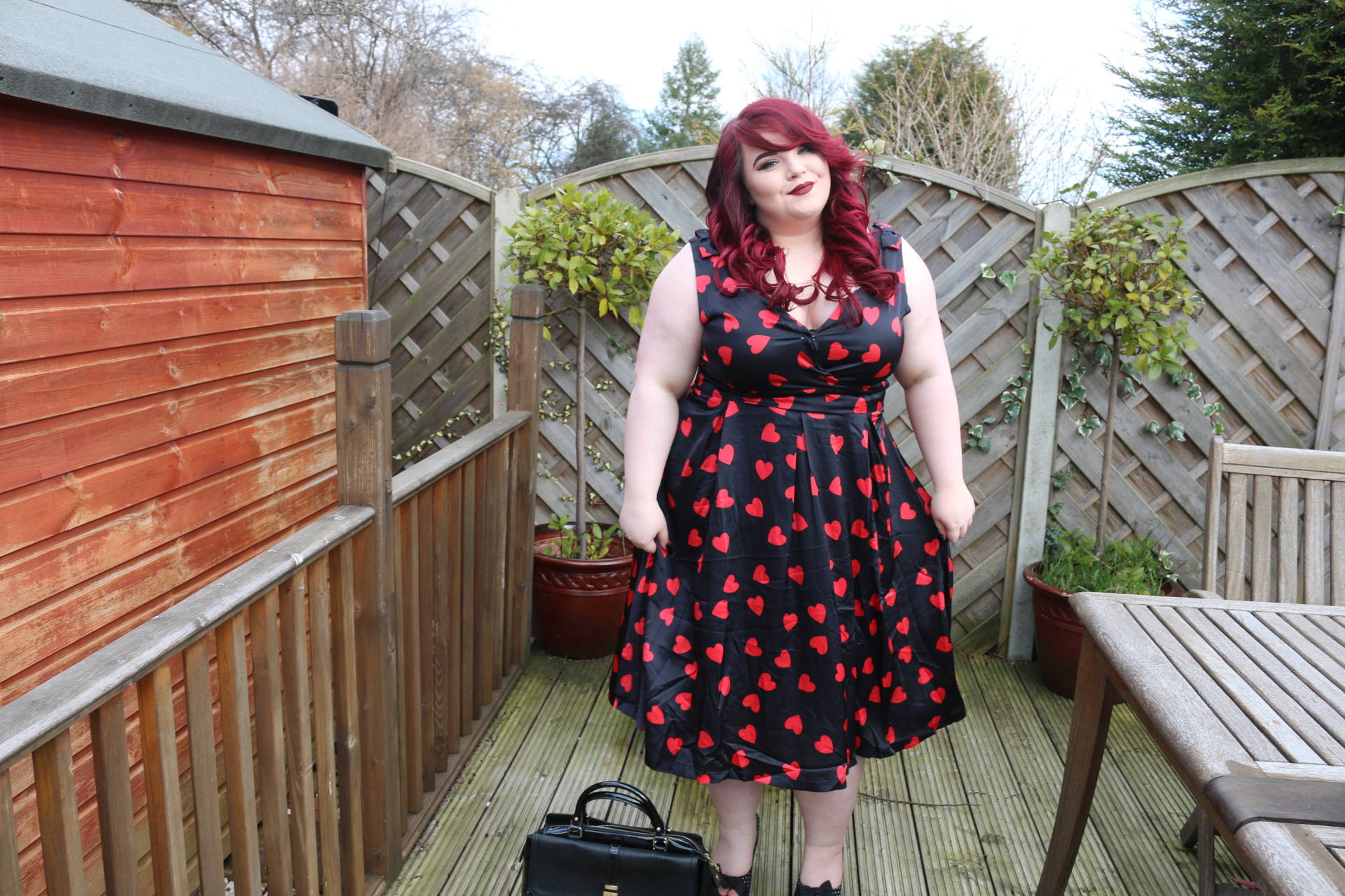 Lindybop Fay Black Heart Swing Dress