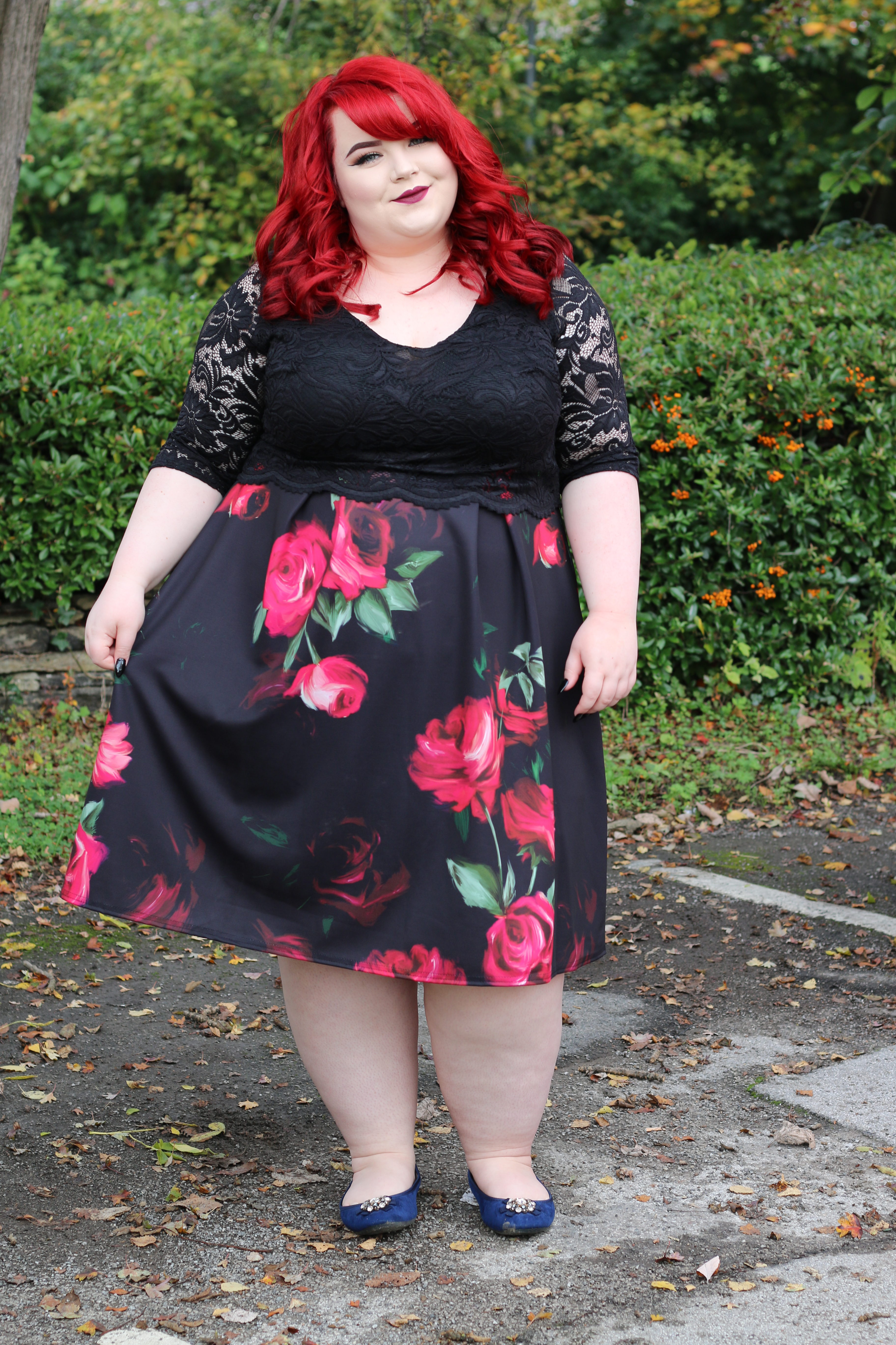 Yours Clothing Rose Print Lace Overlay Dress 3 Yours Clothing Rose Print, georgina grogan, plus size