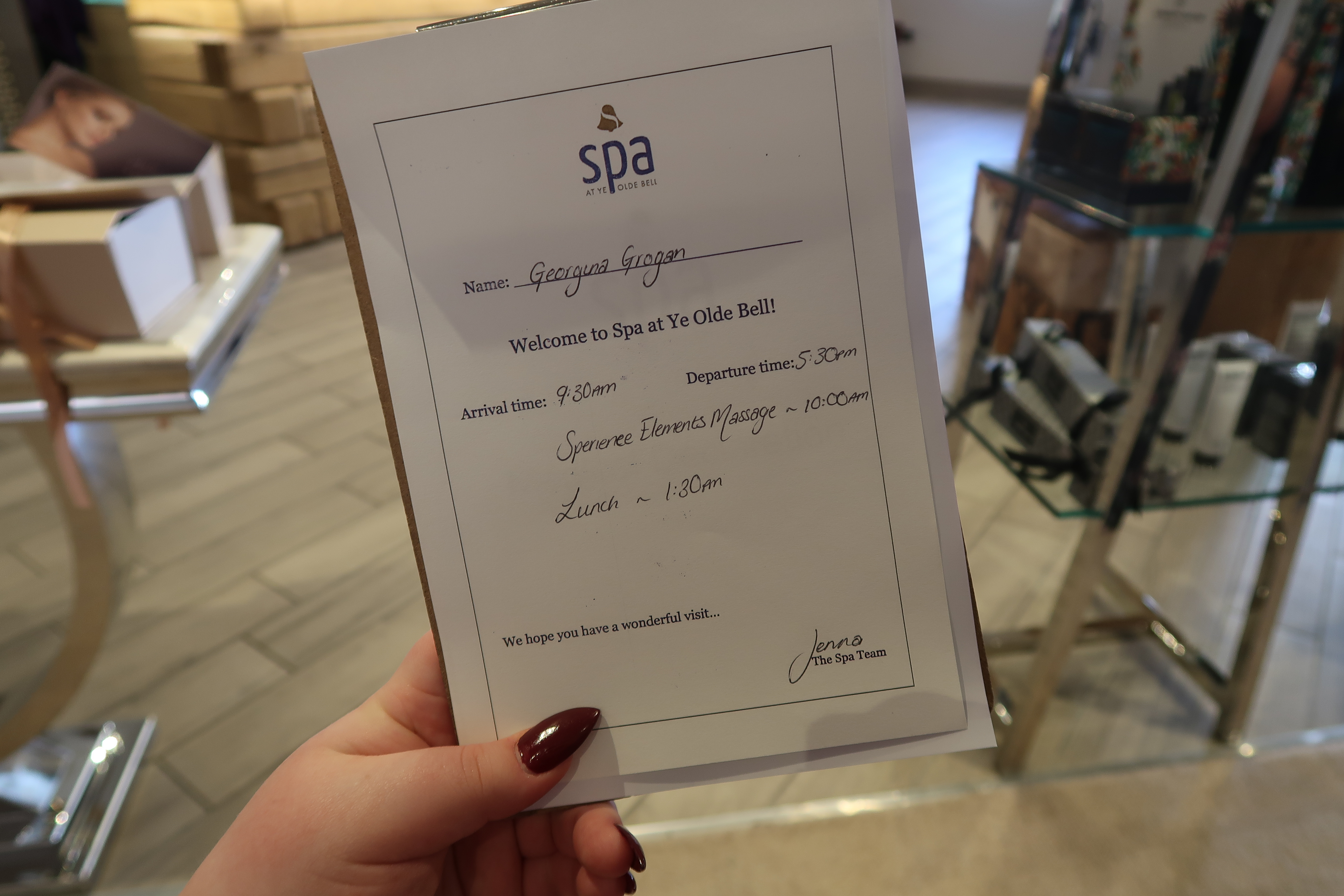 Ye Olde Bell Spa Review, georgina grogan, shemightbeloved