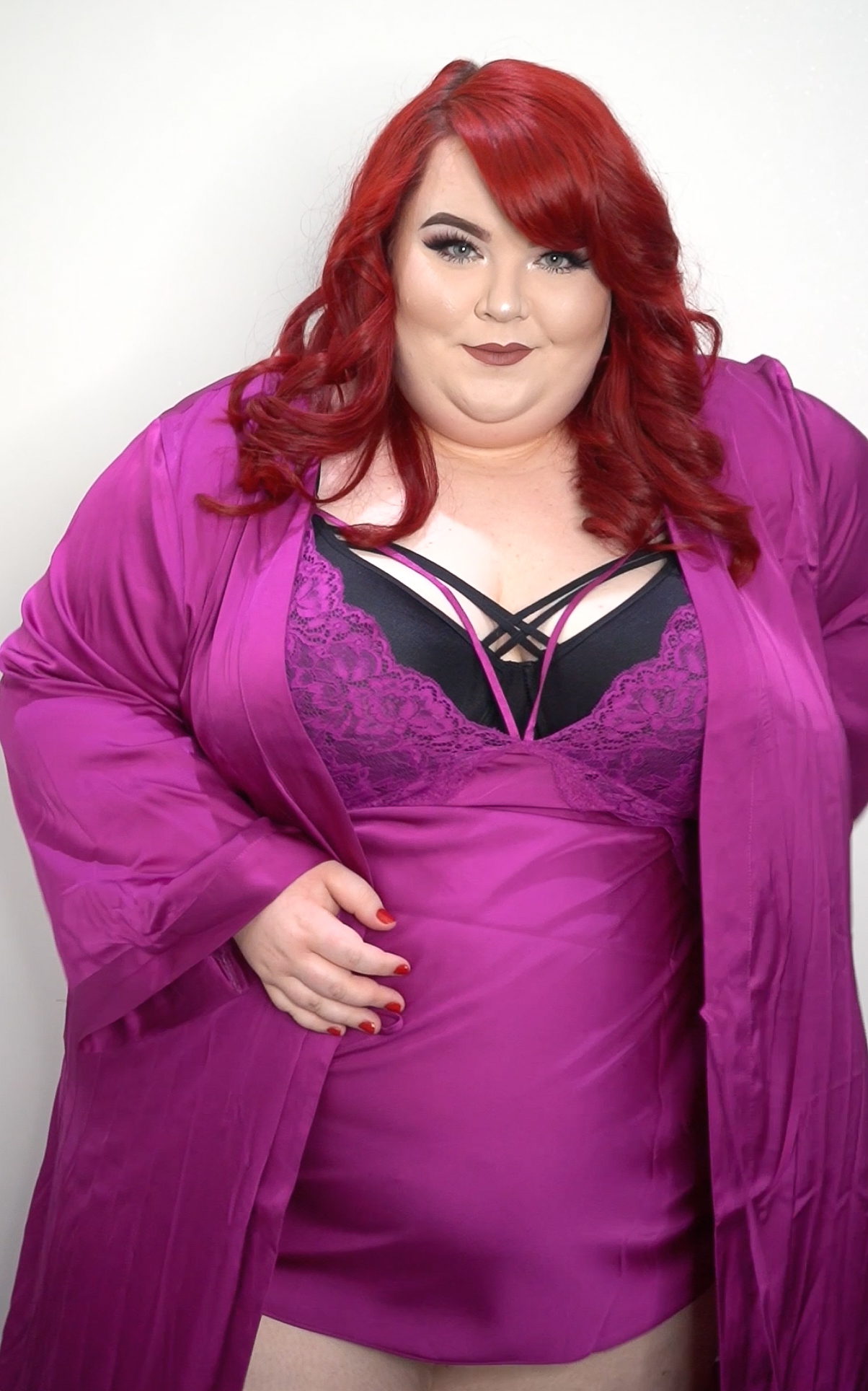 Evans Rebrand - Plus Size Try On 5 evans, Fox & Royal Satin Robe, georgina grogan