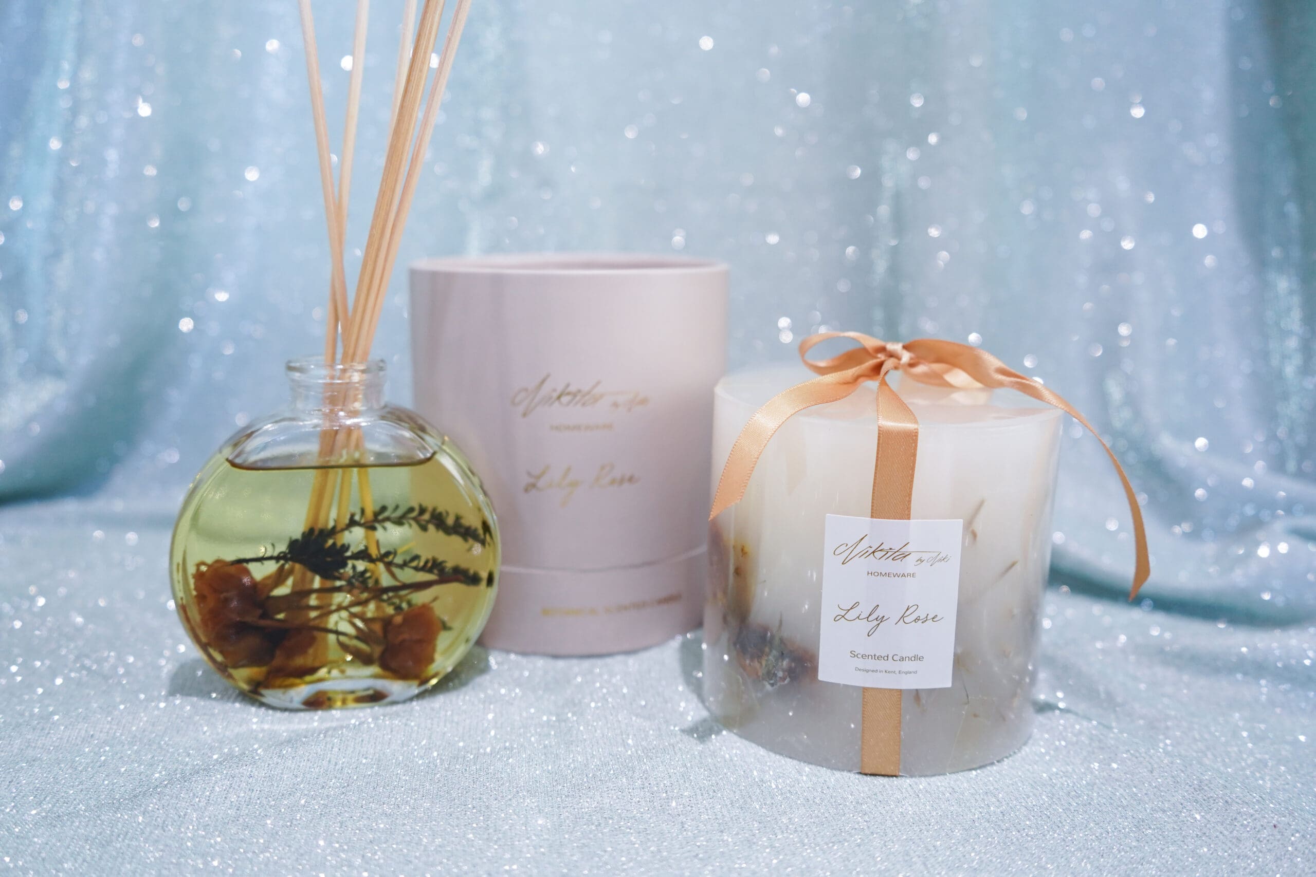 mother's day gift guide 2022, Nikita by Niki Botanical Pillar Candle & Diffuser Set