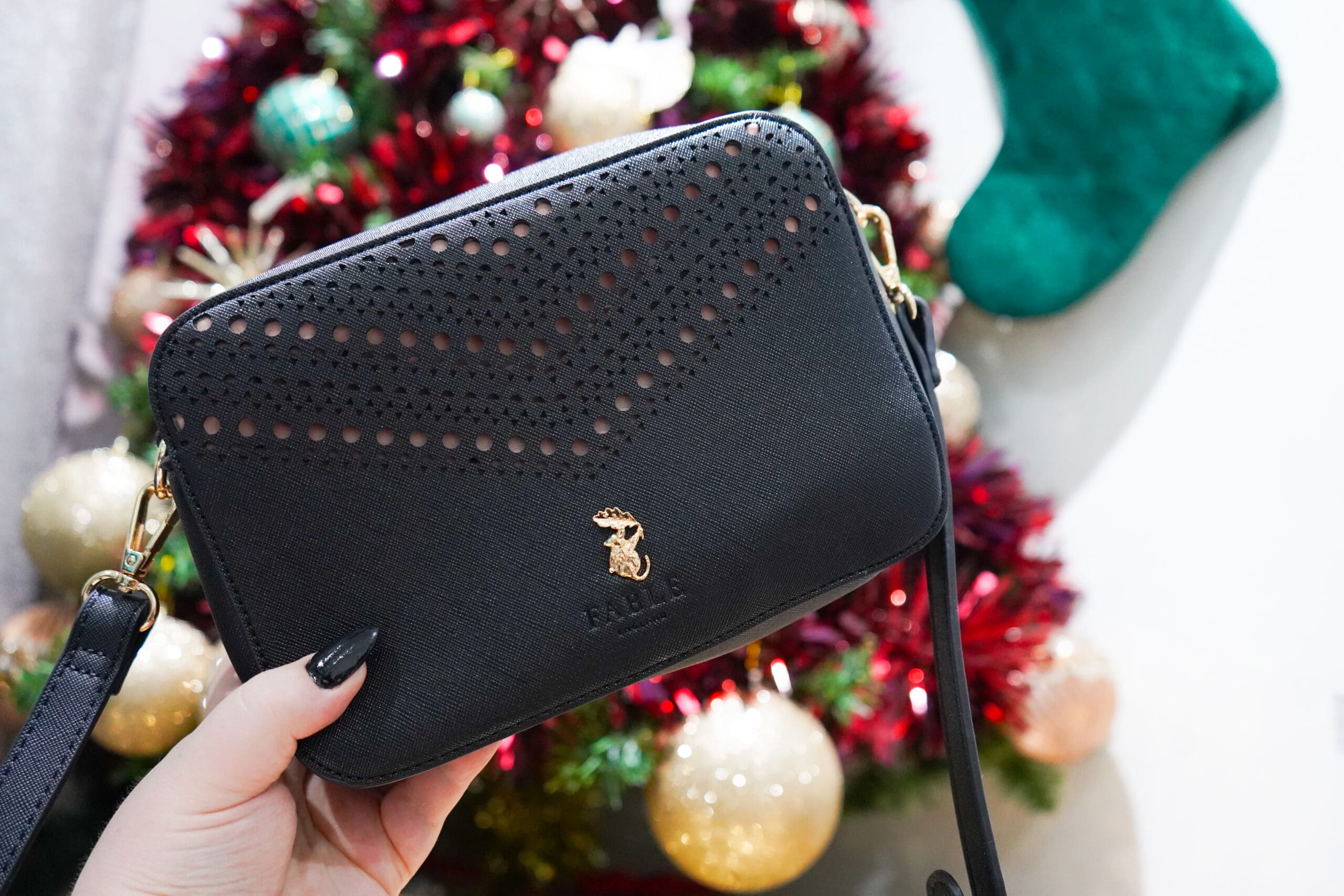 Women’s Christmas Gift Guide 2022 22 Fable England – Black Laser Cut Camera Bag