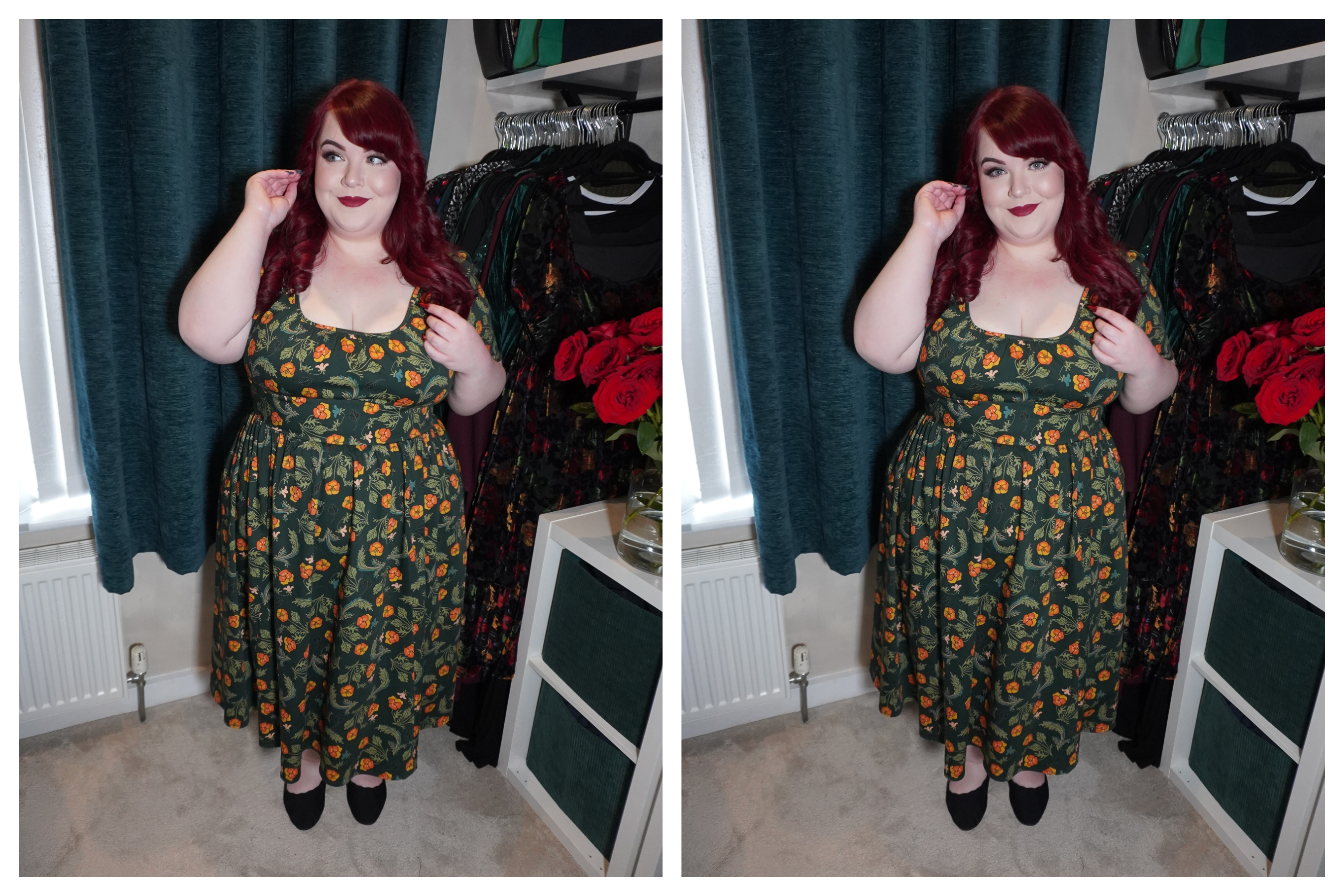 Collectif Vintage Plus Size Picks 3 Collectif Vintage Giada Pansies Swing Dress, shemightbeloved, georgina grogan